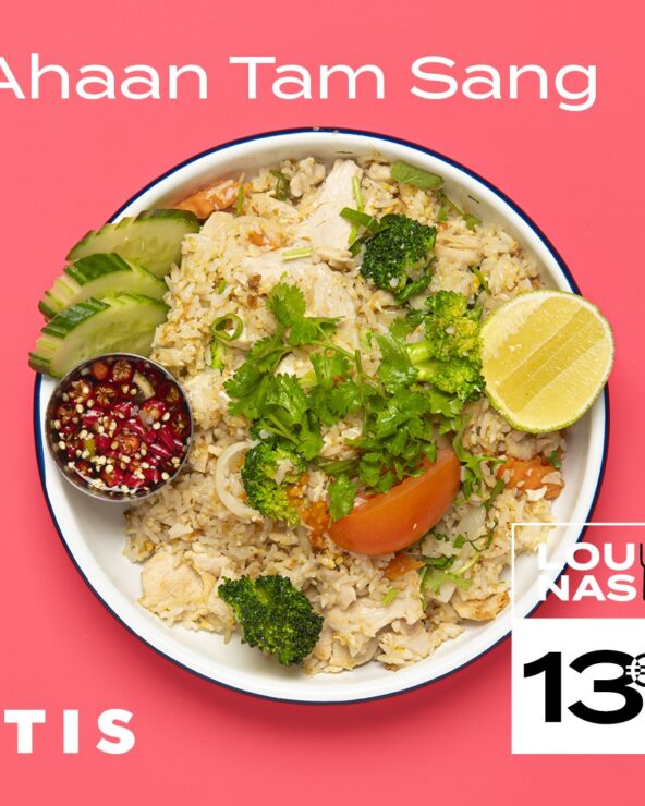 Khao pad tam sang - paistettua riisiä kanalla tai tofulla